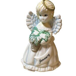 January Birthday Girl Angel Figurine Porcelain Vintage